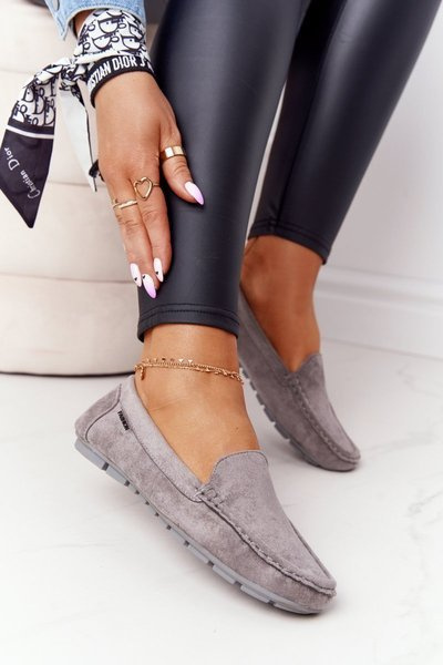 Damskie Zamszowe Mokasyny Szare San Marino