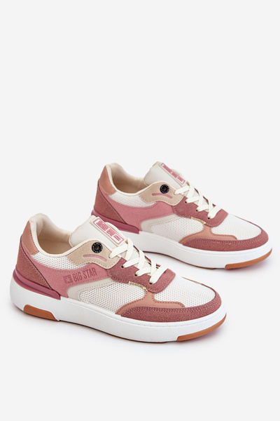 Damskie Buty Sportowe Sneakersy Big Star LL274438 Różowo-Białe