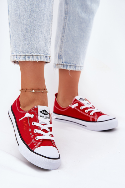 Materiałowe Trampki Damskie Lee Cooper LCW-25-02-3298L Czerwone