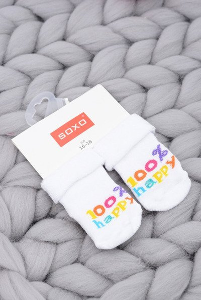 Soxo Niemowlęce Skarpetki Białe 100% Happy