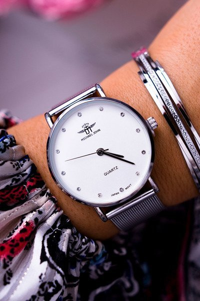 Damski Zegarek Michael John Srebrny Dimaha