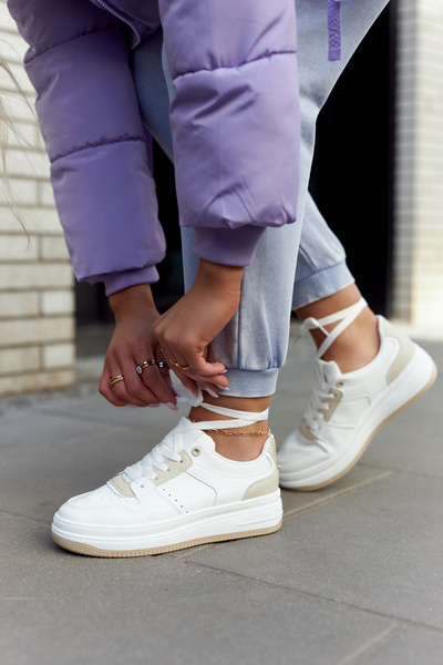 Sportowe Damskie Buty Biało-Beżowe New Haven