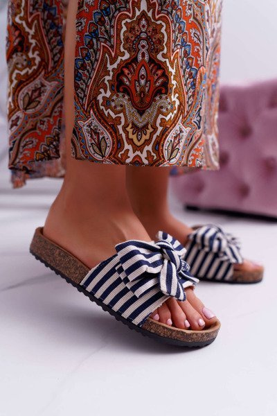 Damskie Klapki Na Korku Kokarda Marynarskie Myrtens