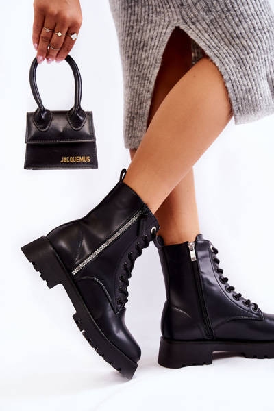 Klasyczne Ocieplane Botki Czarne Romy