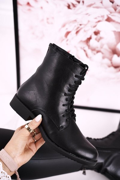 Klasyczne Damskie Ocieplane Botki Ozdobny Suwak Czarne Simple