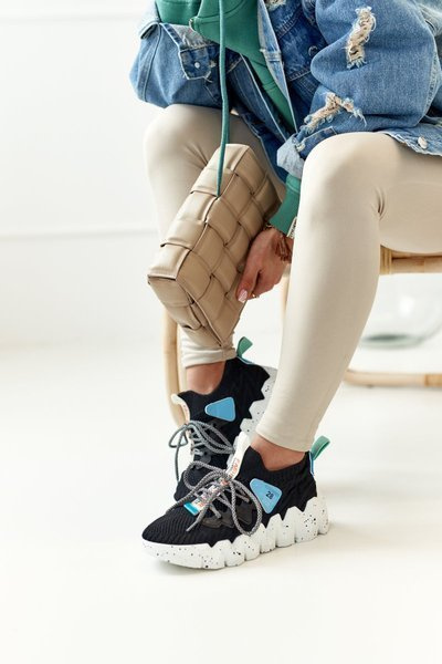 Damskie Sportowe Buty Skarpetkowe Czarne Fashion Pioneer