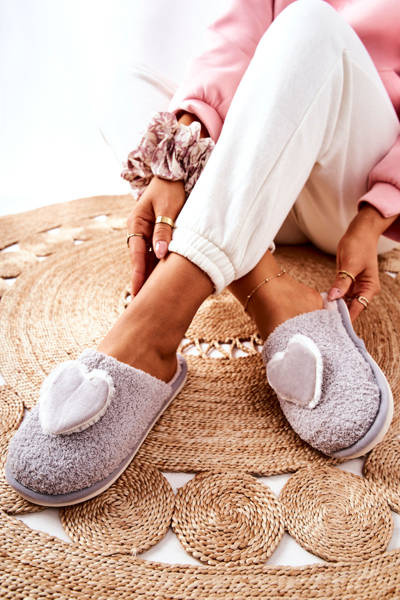 Damskie Papcie Szare Heartbeat