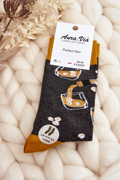 Męskie Skarpetki Nie Do Pary Drink Szaro-Żółte