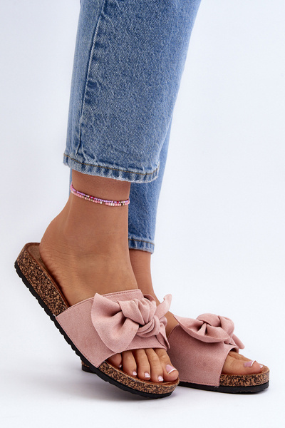 Damskie Klapki Z Kokarda Różowe Ezephira