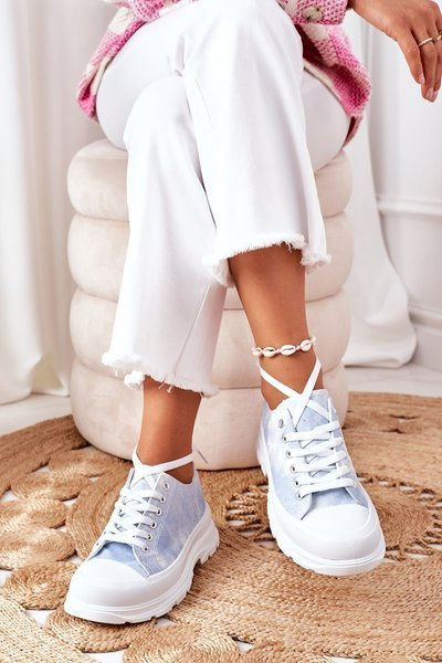 Trampki Na Platformie Niebieskie Z Efektem Tie-Dye Travel Time