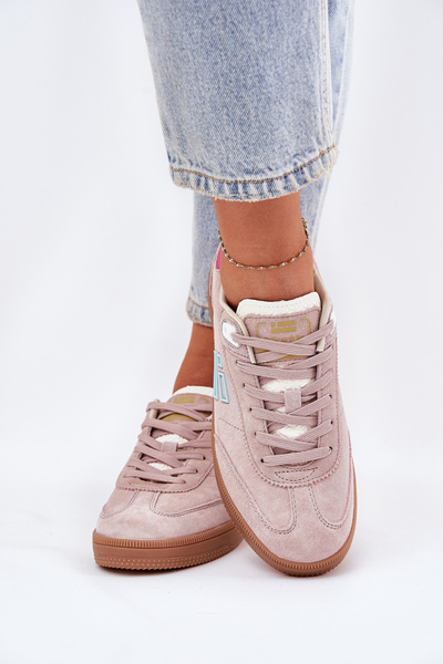 Zamszowe Buty Sportowe Sneakersy Damskie D.Franklin DFSH387005 Brudny Róż