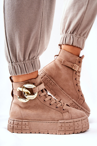 Wysokie Trampki Na Platformie Ciemnobeżowe Evenia