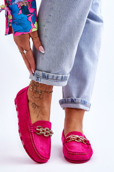 Wsuwane Damskie Zamszowe Mokasyny Fuksja Sorento