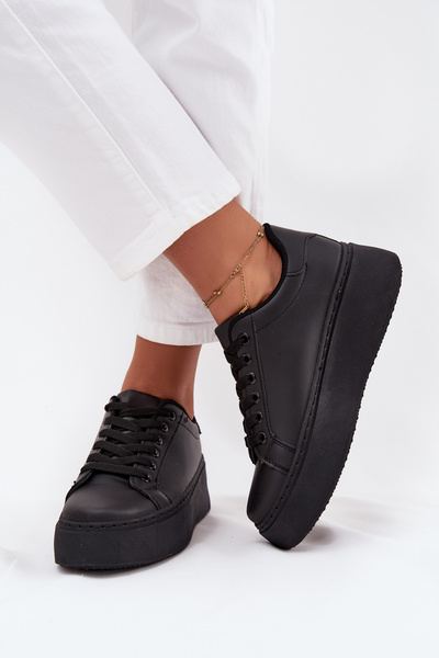 Sneakersy Damskie Na Platformie Czarne Sallira