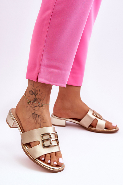 Damskie Eleganckie Klapki Z Ozdobą Złote Atlantis