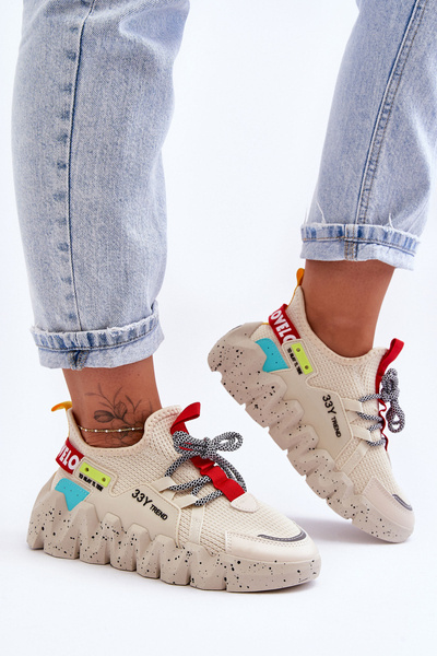 Wsuwane Modne Sneakersy Beżowe Evolution