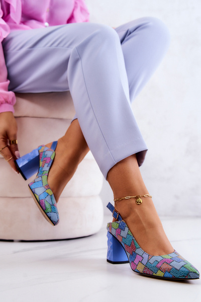 Skórzane Czółenka Na Słupku Maciejka 05427-06 Multikolor