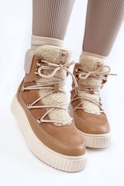 Damskie Botki Śniegowce La.Fi 280072TA-QN Beżowe