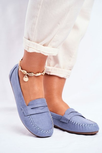 Mokasyny Damskie Materiałowe Niebieskie Panay