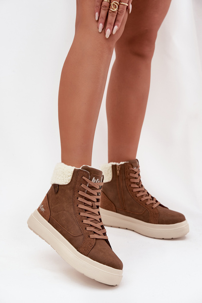 Buty Zimowe Damskie Z Kożuszkiem Lee Cooper LCJ-25-01-3735 Brązowe