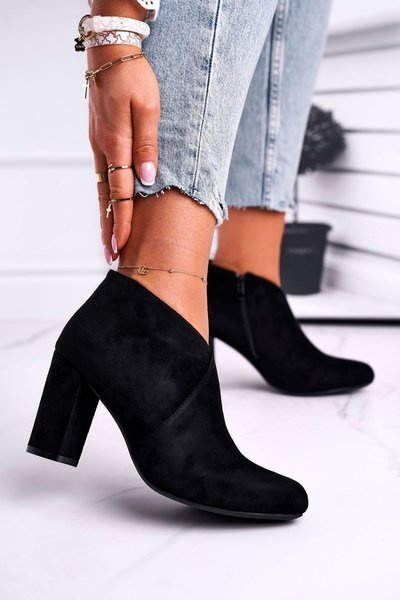 Botki Damskie Na Słupku Sergio Leone Czarne BT498