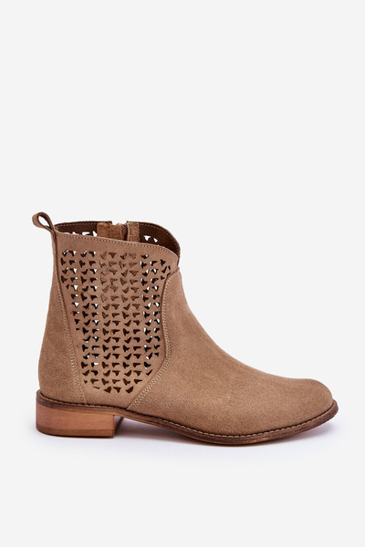 Zamszowe Botki Nicole 2791/023 Ciemnobeżowe