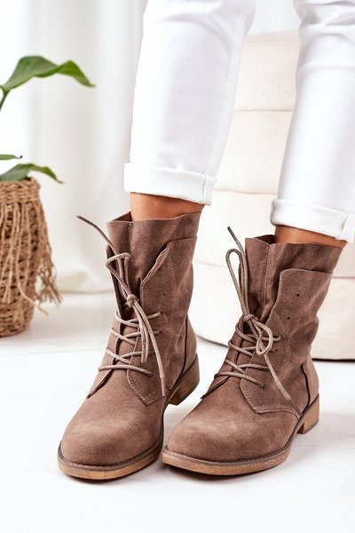 Botki Z Podwójną Cholewką Jasny Brąz Violetta