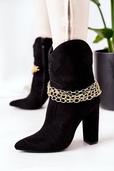 Ocieplane Botki Na Słupku Czarne Good Impression