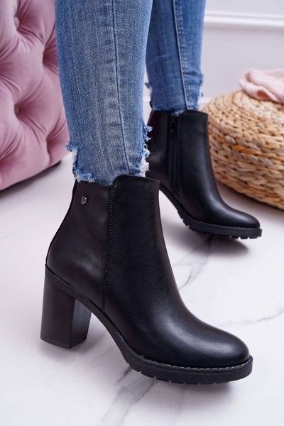 Botki Damskie Na Obcasie Czarne Serrena