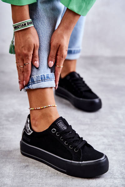 Damskie Materiałowe Trampki Big Star KK274036 Czarne