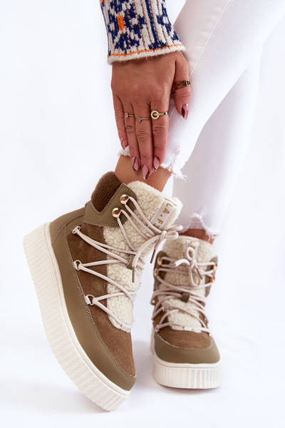 Damskie Botki Śniegowce La.Fi 280072KH-QN Brązowo-Zielone