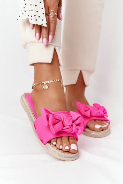 Gumowe Klapki Z Kokardą Różowe Andrea