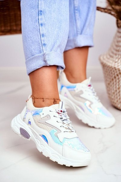 Sportowe Damskie Buty Lu Boo Białe Dazzle Me