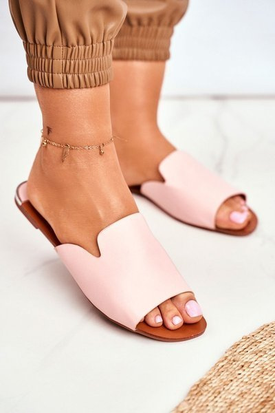 Klapki Damskie Płaskie Różowe Mimios