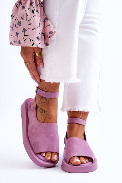 Wygodne Sandały Damskie Na Platformie Fioletowe Rubie