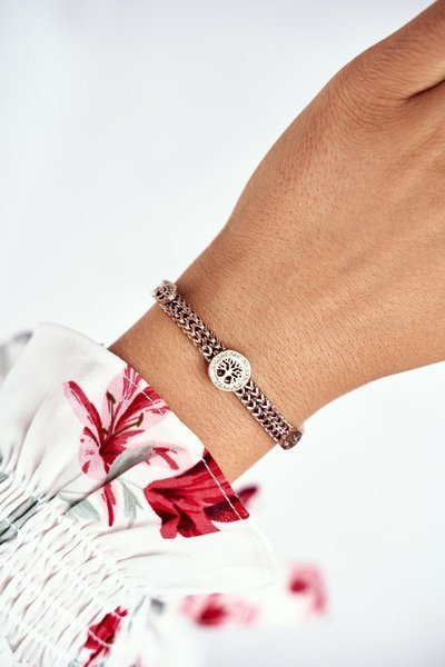 Damska Bransoleta Celebrytka Różowe Złoto Drzewo GoldTree