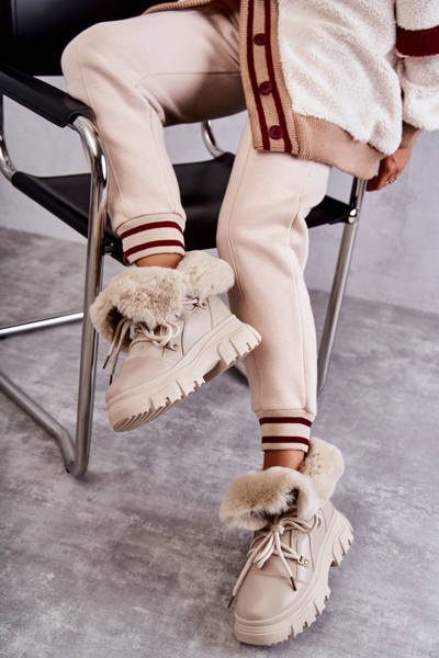 Ocieplane Botki Trapery Beżowe Charles