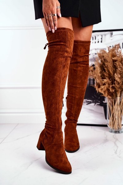 Damskie kozaki Sergio Leone lycra camel KZ281