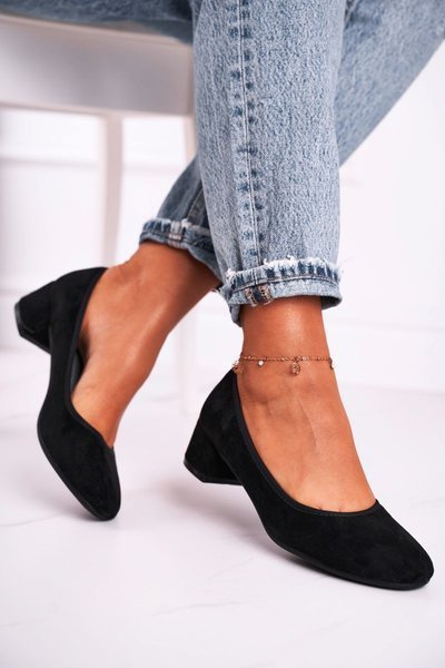 Skórzane Czółenka S.Barski 20-L1 Czarne