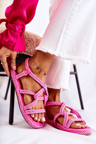 Damskie Modne Sandały Plecione Fuksja Amparo