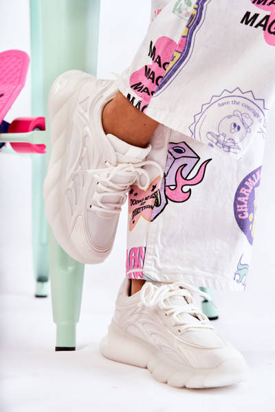 Modne Damskie Buty Sportowe Sneakersy Białe Sollero