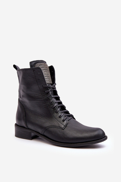 Skórzane Botki Damskie Czarne Nicole 2848