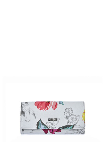 Damski Duży Portfel Kwiaty Big Star JJ674017 Biały