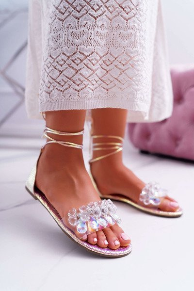 Damskie Sandały Lu Boo Kryształy Różowe Madina