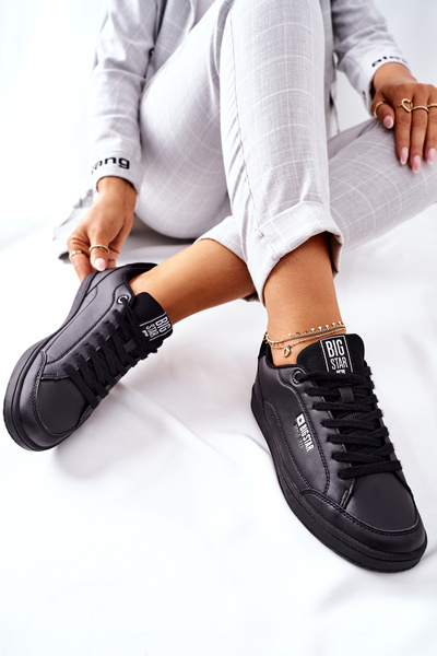 Damskie Skórzane Tenisówki Memory Foam BIG STAR II274320 Czarne