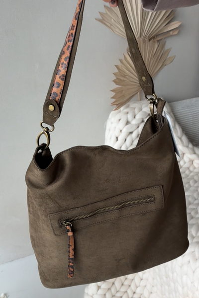 Torebka Z Eko Zamszu Ciemnozielona Deliane