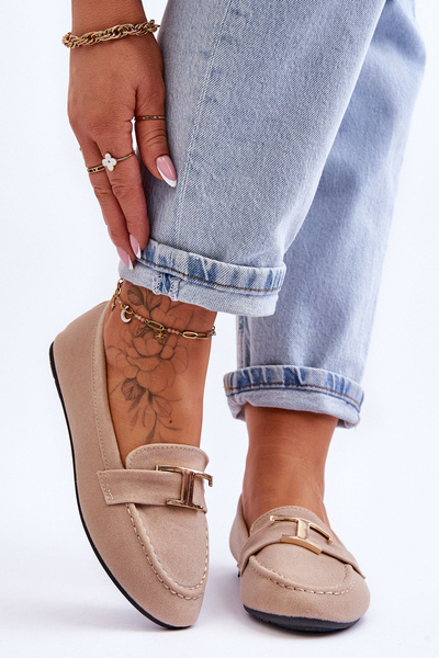 Klasyczne Wsuwane Mokasyny Jasnobeżowe Carly