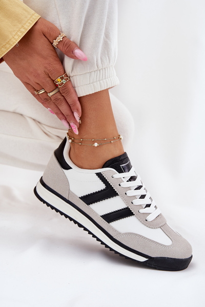 Niskie Sneakersy Damskie Białe Rulaana