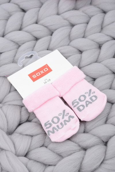 Soxo Niemowlęce Skarpetki Różowe 50% Mum Dad