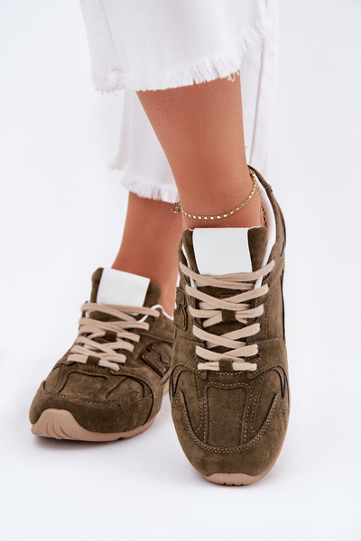 Buty Sportowe Damskie Z Eko Zamszu Ciemnozielone Dorella